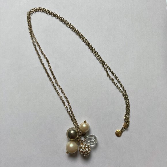 J. Crew Pearl Swarovski Crystal Gold Pendant - Picture 1 of 4